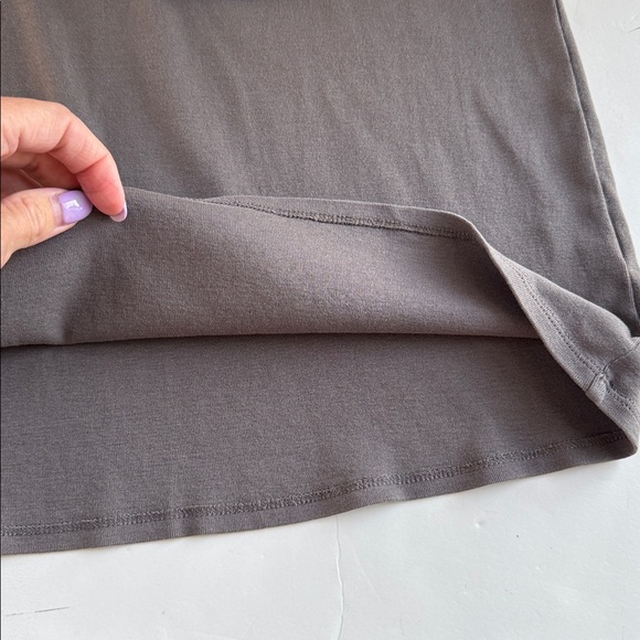 EILEEN FISHER Organic Cotton Top Sz Medium Crewneck T Shirt Cap Sleeve Gray - Picture 6 of 11